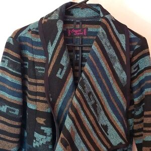 Cowgirl Legend Western Blanket Cardigan Sweater Size M